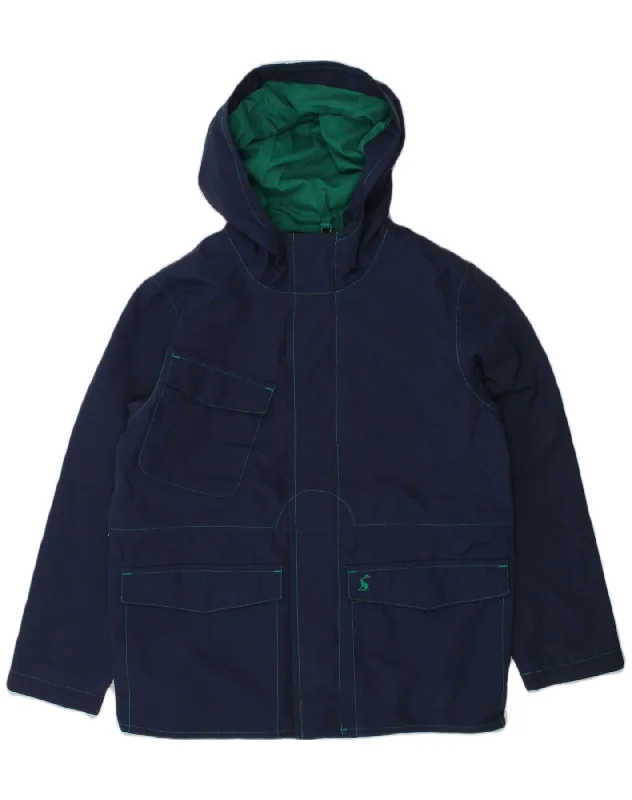 men's zip-up fleece jackets -JOULES Boys Hooded Windbreaker Jacket 6-7 Years Navy Blue Polyester