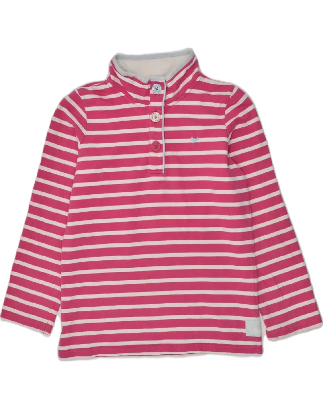 men's pullover hoodie with pockets -JOULES Girls Sweatshirt Jumper 11-12 Years Pink Striped Cotton