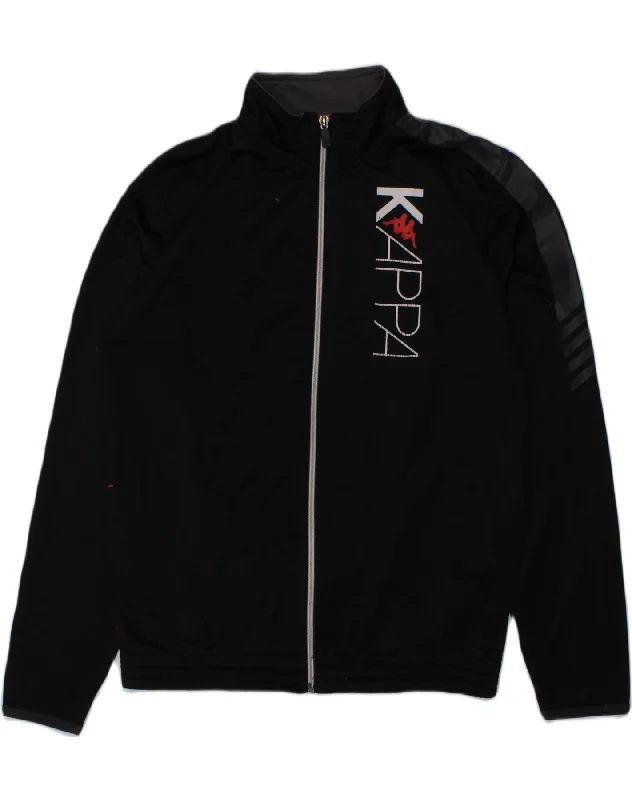 men's wool jackets -KAPPA Boys Graphic Tracksuit Top Jacket 11-12 Years Black