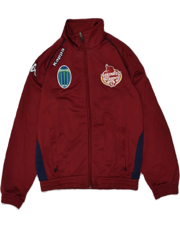 men's quilted jackets -KAPPA Boys Graphic Tracksuit Top Jacket 9-10 Years Maroon Polyester