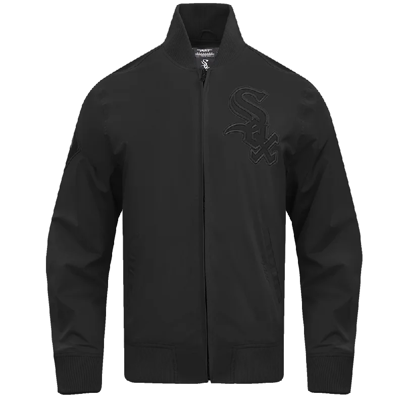 men's zip-up hooded jackets -MLB CHICAGO WHITE SOX NEUTRAL TWILL JACKET (BLACK)