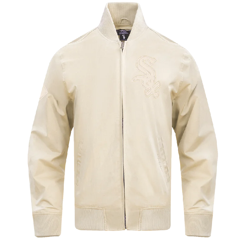 men's athletic jackets -MLB CHICAGO WHITE SOX NEUTRAL TWILL JACKET (EGGSHELL)