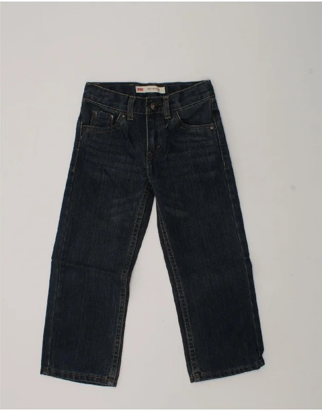 LEVI'S Boys 505 Wide Leg Jeans 3-4 Years W22 L17 Navy Blue Cotton