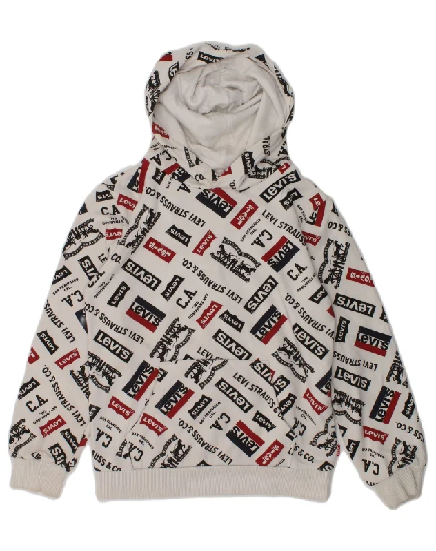 men's eco-friendly hoodies -LEVI'S Boys Graphic Hoodie Jumper 6-7 Years large  White Cotton