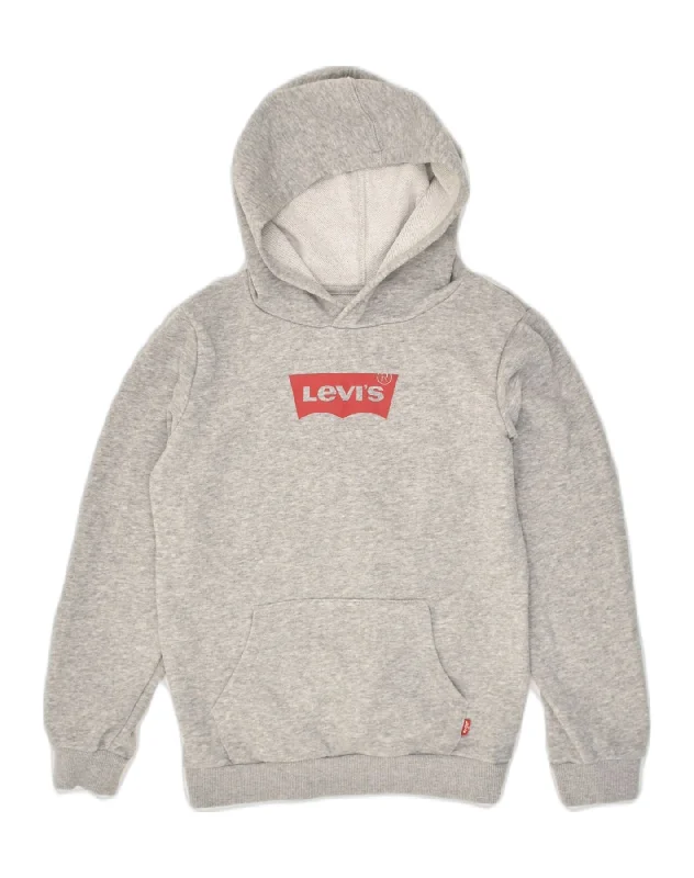 men's colorful hoodies -LEVI'S Boys Graphic Hoodie Jumper 7-8 Years Grey Cotton