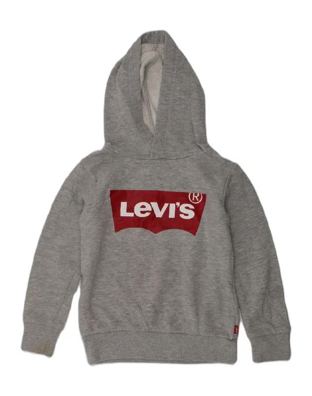 men's comfortable casual hoodies -LEVI'S Boys Graphic Hoodie Jumper 9-10 Years Small Grey Cotton