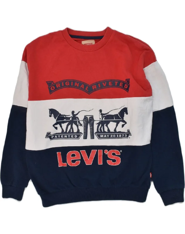 men's zip-up hoodies for winter -LEVI'S Boys Graphic Sweatshirt Jumper 13-14 Years Multicoloured