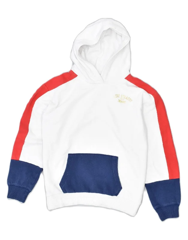 men's hoodie with high collar -LEVI'S Boys Hoodie Jumper 15-16 Years White Cotton