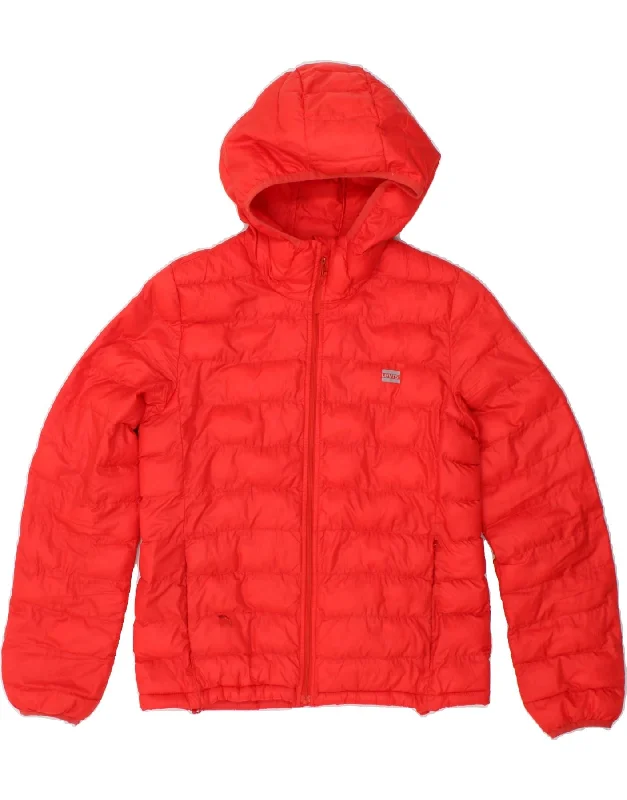 men's athletic jackets for outdoor -LEVI'S Mens Hooded Padded Jacket UK 36 Small Red Polyester