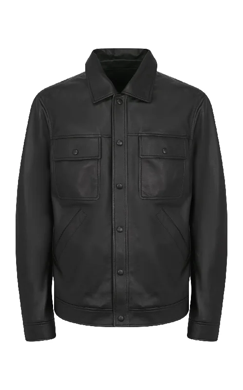 men's sports jackets for work -Levy Jacket in Black Nappa Leather