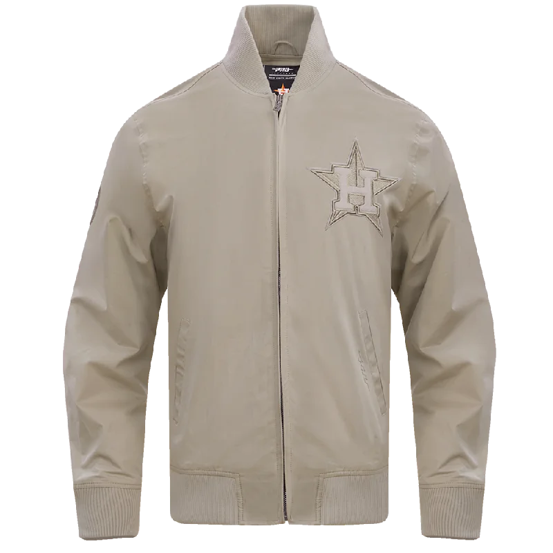 men's outdoor adventure jackets -MLB HOUSTON ASTROS NEUTRAL TWILL JACKET (TAUPE)