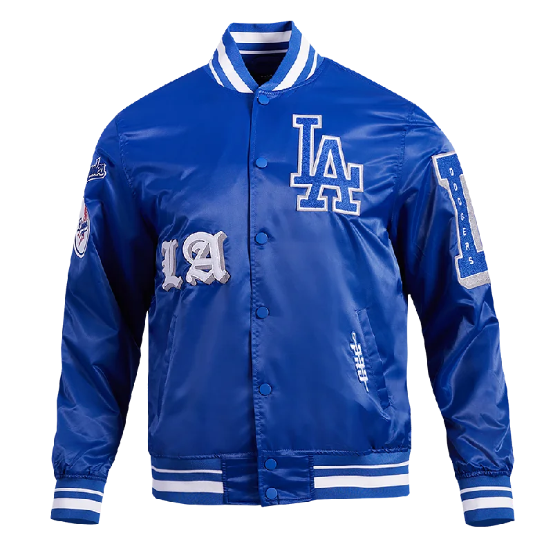 men's professional jackets -MLB LOS ANGELES DODGERS OLD ENGLISH MEN'S RIB SATIN JACKET (DODGER BLUE)