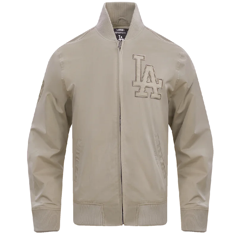 men's travel jackets -MLB LOS ANGELES DODGERS NEUTRAL TWILL JACKET (TAUPE)