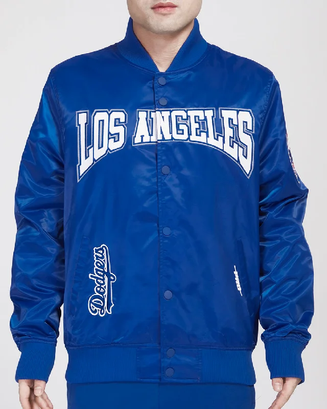 men's insulated jackets for snow -MLB LOS ANGELES DODGERS CREST EMBLEM SATIN JACKET (DODGER BLUE)