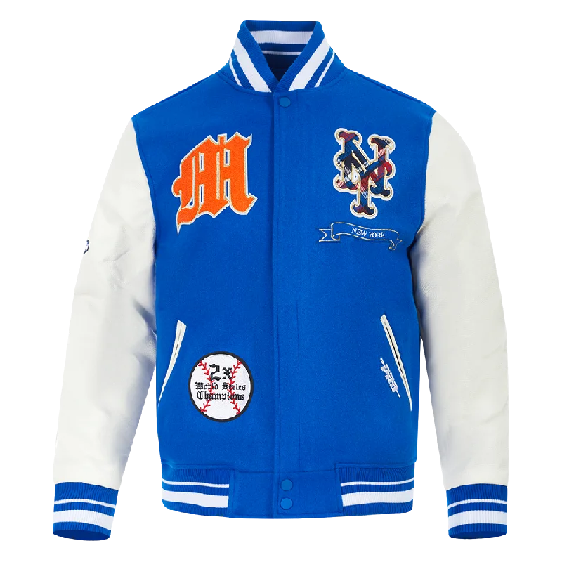 men's winter coats with fur -MLB NEW YORK METS PRO PREP WOOL VARSITY JACKET (ROYAL BLUE/WHITE)