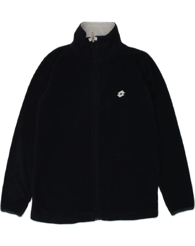 men's casual quilted jackets -LOTTO Boys Fleece Jacket 9-10 Years Black Polyester