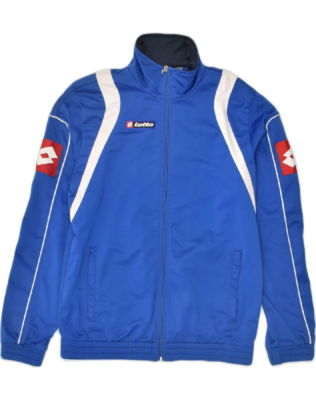 men's classic jackets -LOTTO Boys Graphic Tracksuit Top Jacket 15-16 Years XL Blue Colourblock