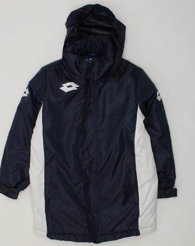 men's trench coats -LOTTO Boys Hooded Windbreaker Jacket 5-6 Years 2XS Navy Blue Polyester