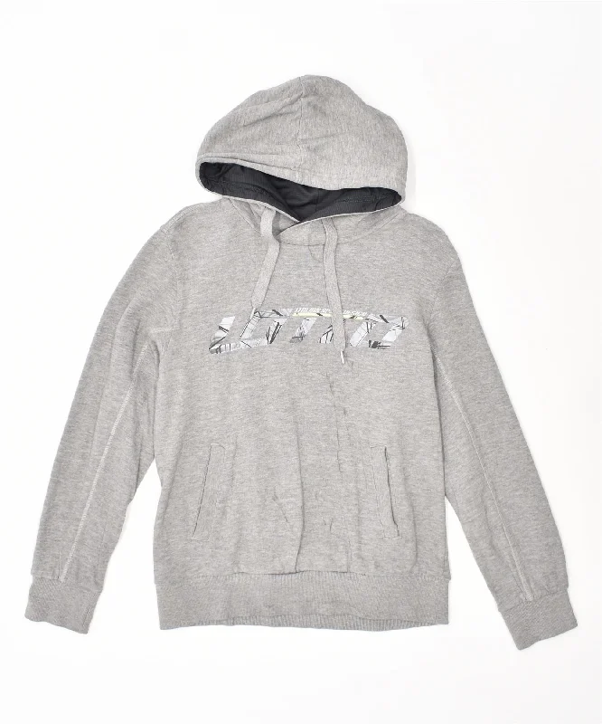 men's hoodie with zipper closure -LOTTO Boys Hoodie Jumper 13-14 Years Small Grey Cotton