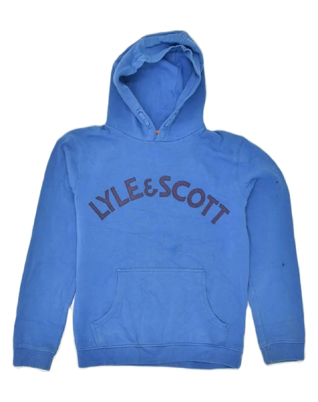 men's colorful hoodies -LYLE & SCOTT Boys Graphic Hoodie Jumper 14-15 Years Blue Cotton