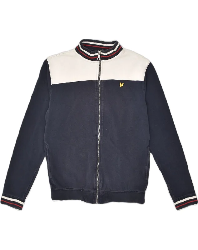 men's winter jackets with hood -LYLE & SCOTT Boys Tracksuit Top Jacket 14-15 Years Navy Blue Colourblock