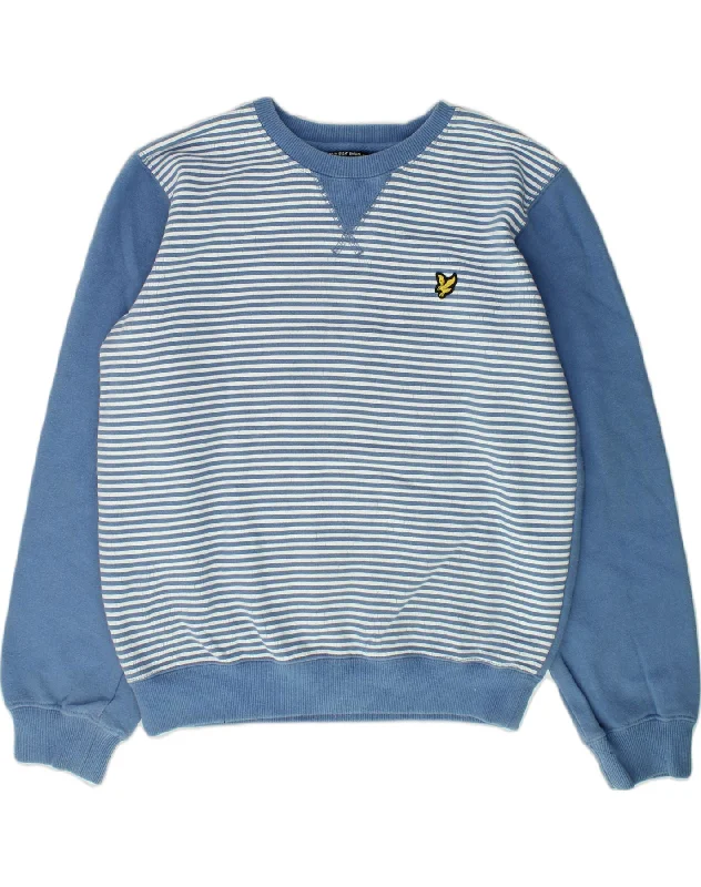 men's hoodie for fashion -LYLE & SCOTT Girls Sweatshirt Jumper 10-11 Years Blue Striped