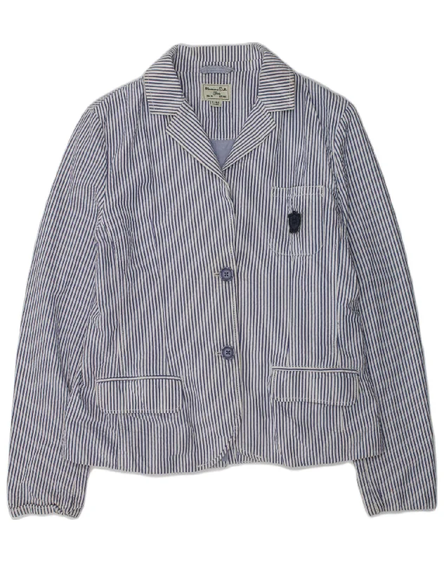 men's performance jackets -MASSIMO DUTTI Girls 2 Button Blazer Jacket 13-14 Years Blue Striped Cotton