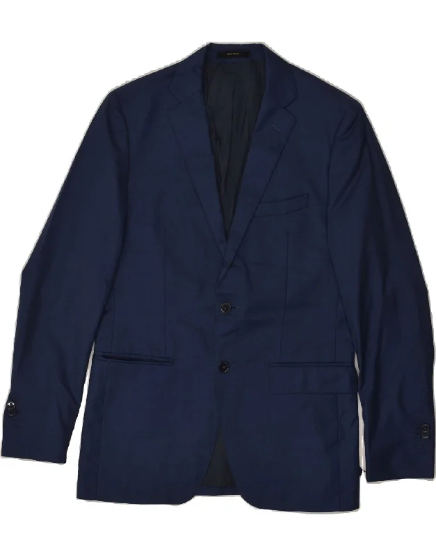 men's casual outerwear jackets -MASSIMO DUTTI Mens 2 Button Blazer Jacket EU 46 Small Navy Blue Wool