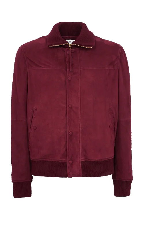 men's leather jackets -Matthieu Jacket in Deep Bordeaux Suede