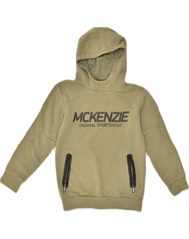 men's hoodies for winter -MCKENZIE Boys Graphic Hoodie Jumper 12-13 Years Khaki Cotton