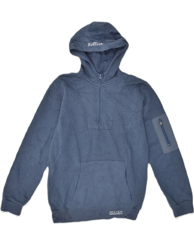 men's pullover hoodie with drawstrings -MCKENZIE Boys Hoodie Jumper 13-14 Years Navy Blue Cotton