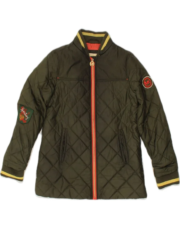 men's lightweight jackets for travel -MICHAEL KORS Boys Quilted Jacket 7-8 Years Khaki Polyester