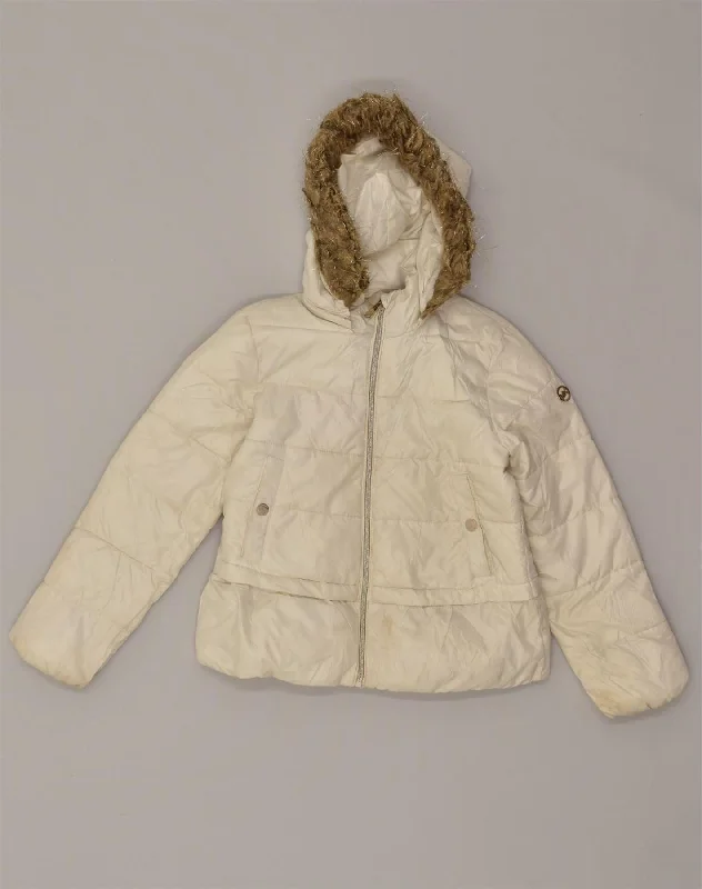 men's packable jackets -MICHAEL KORS Girls Hooded Padded Jacket 10-11 Years Beige Polyester