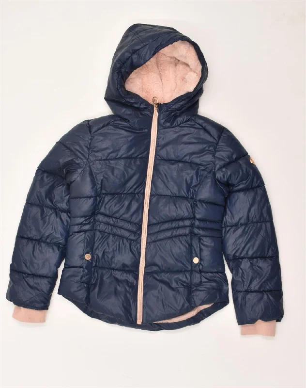 men's rainproof jackets for hiking -MICHAEL KORS Girls Hooded Padded Jacket 13-14 Years Navy Blue Polyester