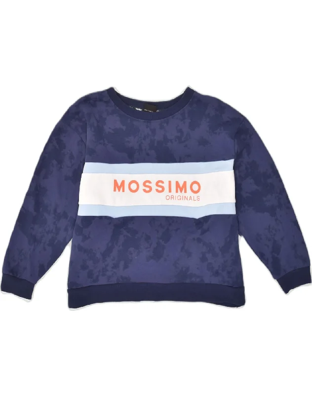 men's zip hoodie with drawstrings -MOSSIMO Boys Graphic Sweatshirt Jumper 15-16 Years Navy Blue Tie Dye