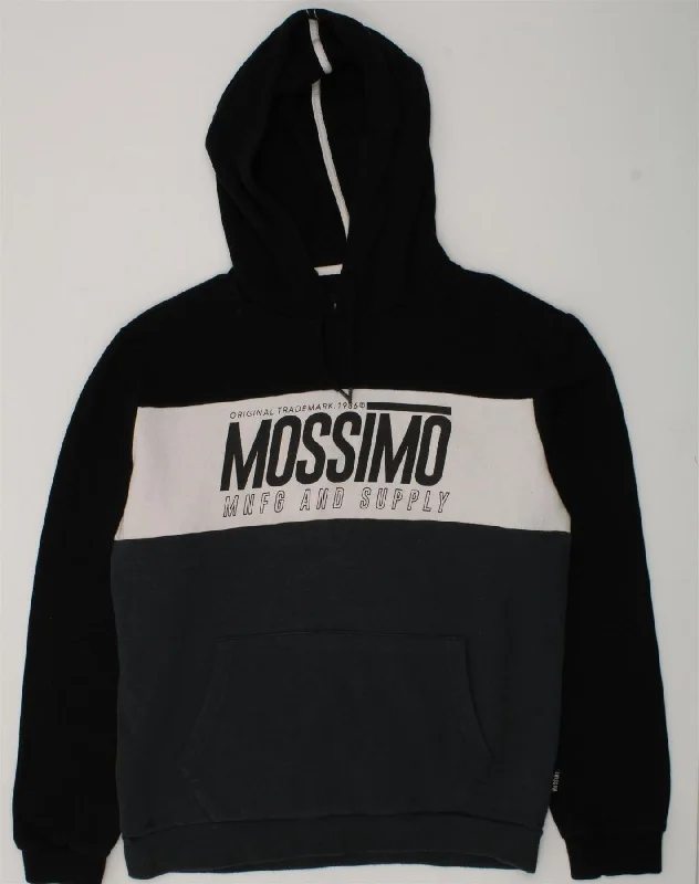 men's warm hoodies -MOSSIMO Boys Loose Fit Graphic Hoodie Jumper 11-12 Years Black Colourblock