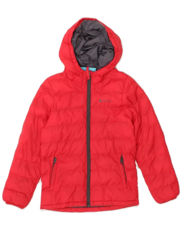 men's quilted jackets for winter -MOUNTAIN WAREHOUSE Boys Hooded Padded Jacket 7-8 Years Red Nylon