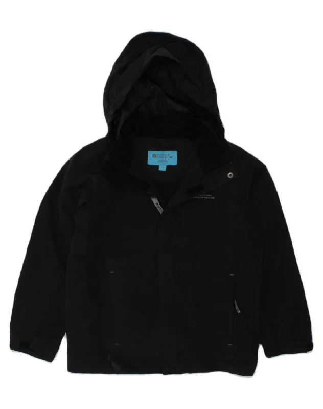 men's insulated winter jackets -MOUNTAIN WAREHOUSE Boys Hooded Rain Jacket 7-8 Years Black Polyester