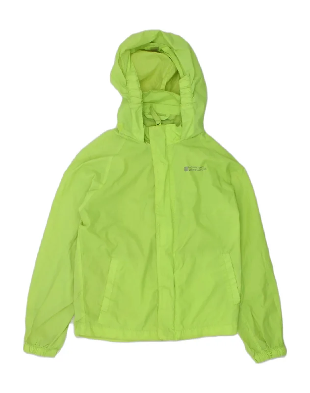 men's bomber jackets -MOUNTAIN WAREHOUSE Boys Hooded Rain Jacket 7-8 Years Green Nylon