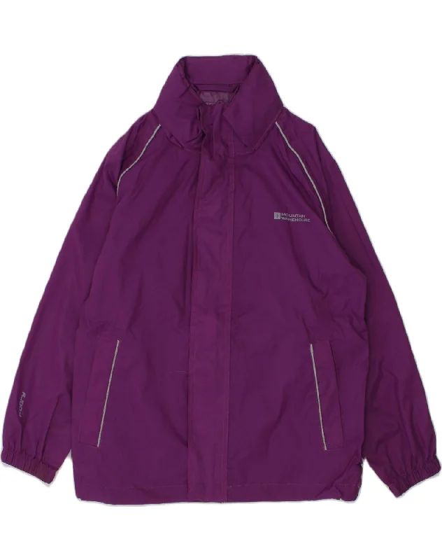 men's leather jackets -MOUNTAIN WAREHOUSE Boys Hooded Rain Jacket 7-8 Years Purple Nylon