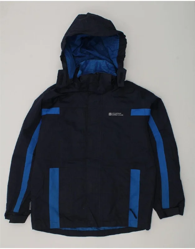 men's sports jackets -MOUNTAIN WAREHOUSE Boys Hooded Windbreaker Jacket 9-10 Years Navy Blue