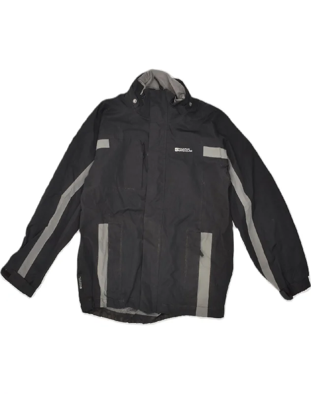 men's parkas -MOUNTAIN WAREHOUSE Boys Rain Jacket 9-10 Years Black Colourblock Polyester