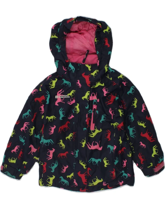 men's long sleeve jackets -MOUNTAIN WAREHOUSE Girls Graphic Hooded Windbreaker Jacket 3-4 Years Black