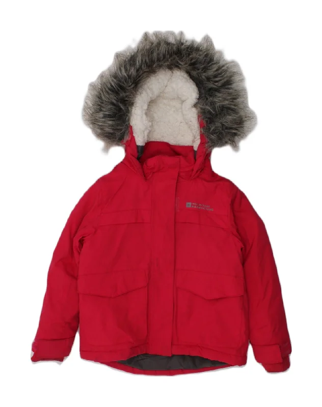 men's classic jackets -MOUNTAIN WAREHOUSE Girls Hooded Parka Jacket 2-3 Years Pink Polyester