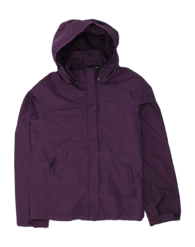 men's leather jacket with lining -MOUNTAIN WAREHOUSE Girls Hooded Rain Jacket 11-12 Years Purple Polyester