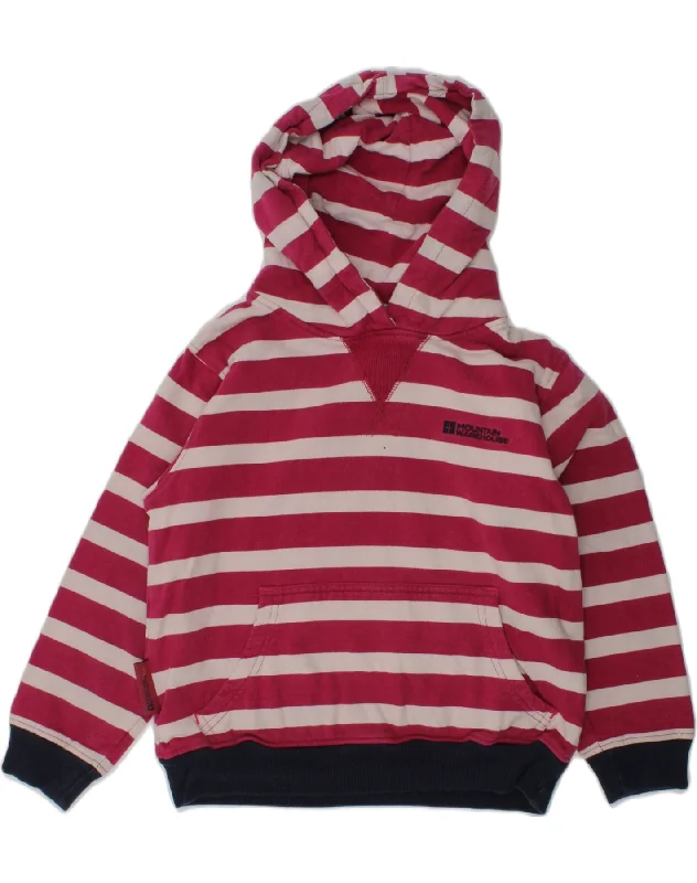 men's lightweight cotton hoodie -MOUNTAIN WAREHOUSE Girls Hoodie Jumper 7-8 Years Pink Striped Cotton