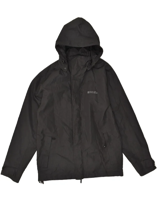 men's wind-resistant jackets -MOUNTAIN WAREHOUSE Mens Hooded Rain Jacket UK 34 XS Black Polyester