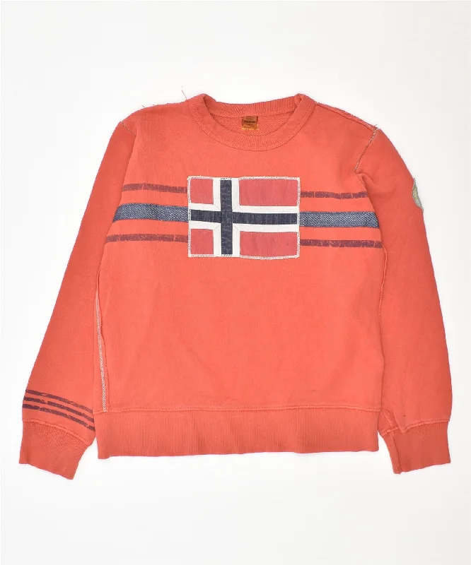 men's stylish pullover sweatshirts -NAPAPIJRI Boys Graphic Sweatshirt Jumper 7-8 Years Red Cotton