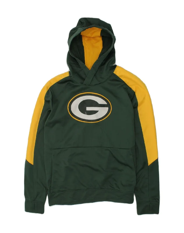 men's hoodie for daily wear -NFL Boys Graphic Hoodie Jumper 14-15 Years Large Green Polyester