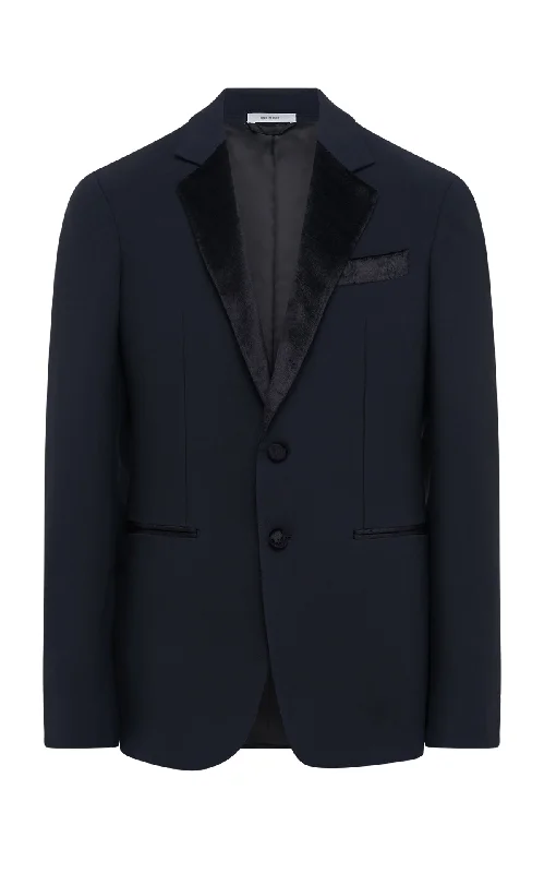 men's work jackets -Nicolson Jacket in Black Silk Wool Cady